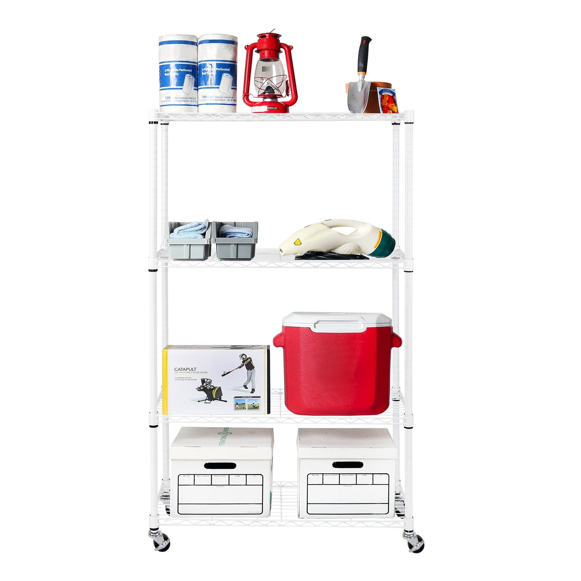 4-Tier Steel Wire Shelving System in White (36 in. W X 14 in. D X 56.5 in. H) - Bellso